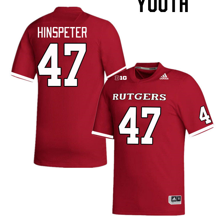 Youth #47 Timmy Hinspeter Rutgers Scarlet Knights College Football Jerseys Stitched Sale-Scarlet - Click Image to Close